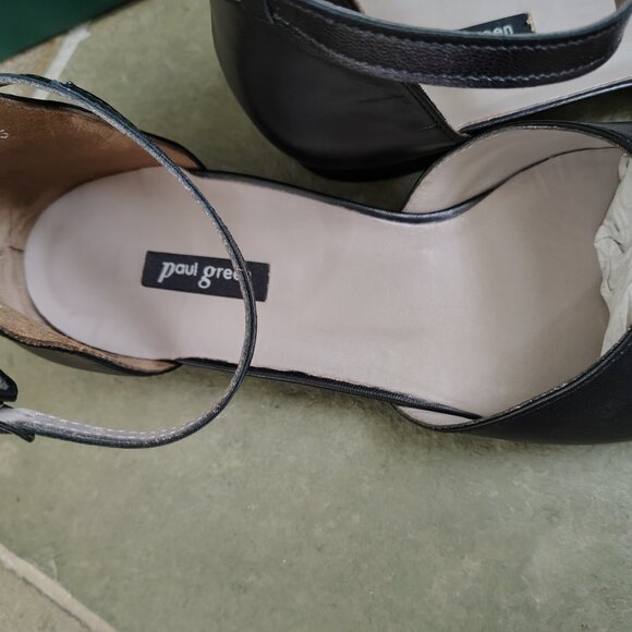 Paul Green Black Leather Flat Shoe - Picture 2 of 9